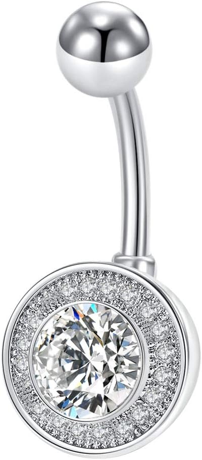 CIZME G23 Solid Titanium Belly Button Rings 14G CZ Belly Navel Rings 6mm 10mm Belly Bars