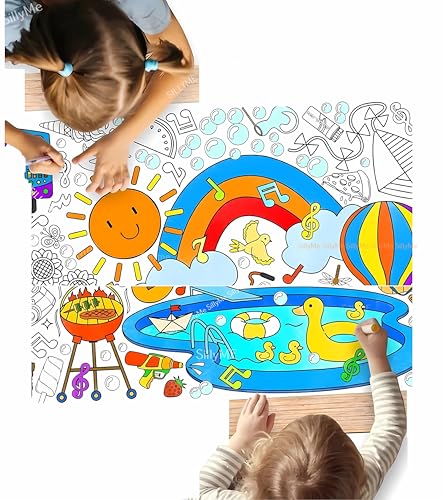 Image of 3pcs Water Drawing Mat for Kids, 80 x 80 cm, Reusable Colouring Mat, Washable Painting Mat with 6 Sketch Pens, Gift Toy for Ages 2-6 Years