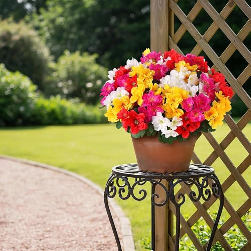 Image of 16 Bundles Artificial Flowers for Front Door, Fake Silk Azalea Bouquet Silk Flowers for Outside UV Resistant Realistic Faux Plants for Planter Farmhouse Patio Garden Walkways Home Decor (Mixed Color)