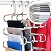 DOIOWN S-Type Stainless Steel Clothes Pants Hangers Closet Storage Organizer for Pants Jeans Scarf Hanging (14.17 x 14.96ins, Set of 3) (5-Pieces-White&Grey(Upgrade Style))