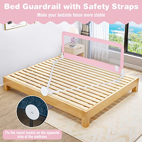Infans Bed Rails For Toddlers, Foldable Safety Baby Crib Rail Fit For Kids Twin, Extra Long Swing Down Bed Guardrail For Convertible Crib, Queen & King Mattress, Side Bed Guard(1 Pack, Light Pink) #TOP7