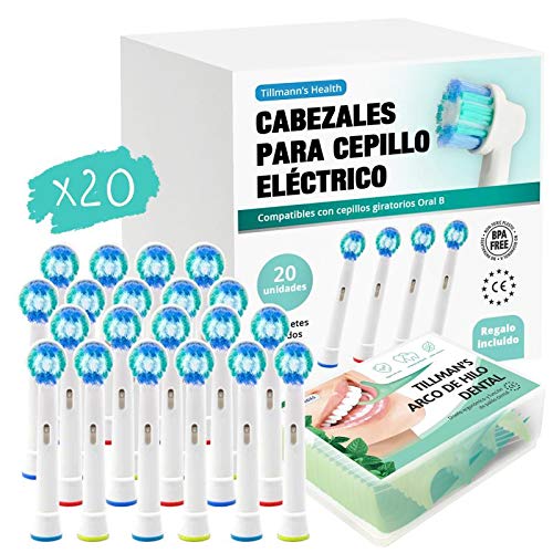 Recambios Cepillo Oral B Compatibles 20 Unidades + Arcos Hilo Dental Regalo | Cabezales Cepillos Oral B | Para Oral B Cabezales | Recambios Oral B Compatibles | Recambio Cepillo Electrico Oral B