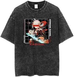 genshin tartaglia xiao zholing anime game gray washed acid T-SHIRT 10