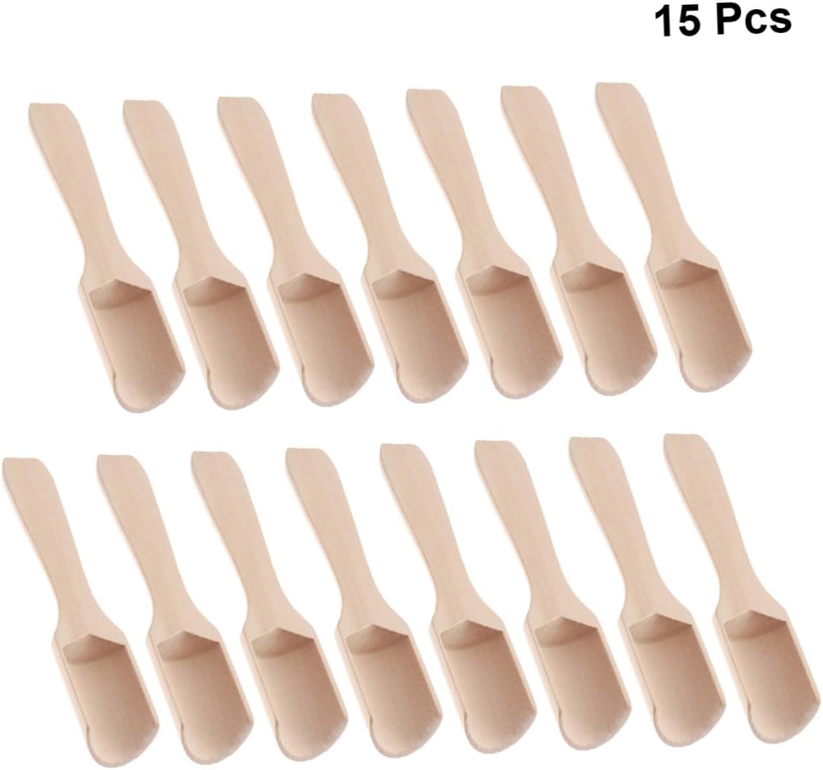 15pcs Small Wooden Tea Spoon and Salt Shovel Set Flat Handle 2.8x11cm Natural Wood Scoop for Tea Accessories and Kitchen Granules