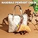 XIXIAOYAN Croissant Plush Keychain - Cute Smiling Face Plushie Charm, Soft Fluffy Stuffed Charm for Purse, Handbag, Backpack & Car Keys - Adorable Bag Charms for Women (Pom Pom Keychain Gift)