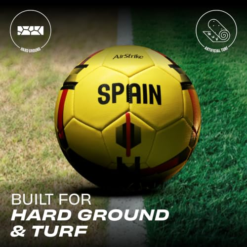 Image of Nivia Airstrike Football (Spain) Training Ball, 32 Panels, Butyl Bladder, Made for Beginners, to Play On Both Natural and Artificial Grass (Yellow, Size-3)