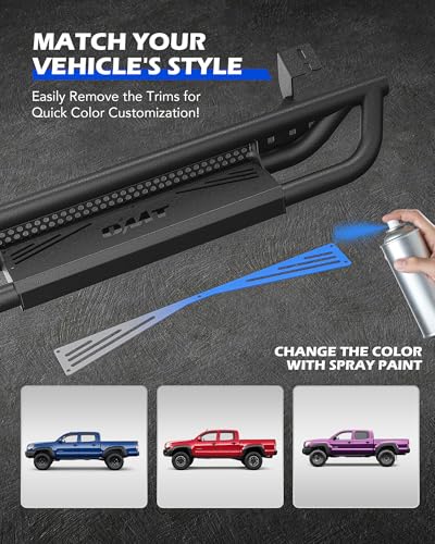 Image of Running Boards Compatible with Toyota Tacoma Double Cab 2005-2023, 6.6 inch Side Steps with Paintable Step Plates, Heavy Duty Nerf Bar with Triple-Shield Anti-Corrosion Technology, Single Stair