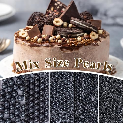 Essbare Schwarz perlen Zucker streusel 120g Dessert Streusel Kuchen Cupcake Topper Cookie Dekorationen Süße Persönlichkeiten Zuckerstreusel für Hochzeiten und tägliche Kuchendekorationen