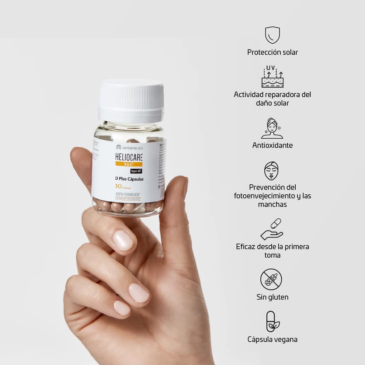 Cantabria Labs - Heliocare 360° D Plus Cápsulas - Protección Solar Oral - 30 Cápsulas - Vitamina D - Para Pieles Muy Claras y Sensibles