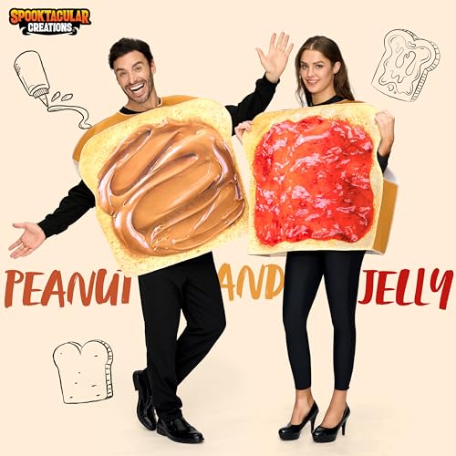 Spooktacular Creations Peanut Butter and Jelly Costume, Halloween Adult Couple Costume for Halloween Dress Up Party2