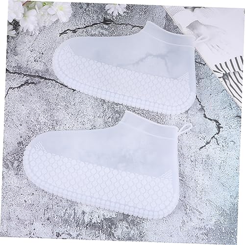 1 par de fundas para calzado de silicona, protectoras contra la lluvia, para actividades al aire libre y galochas resistentes al desgaste, color blanco miniatura 7