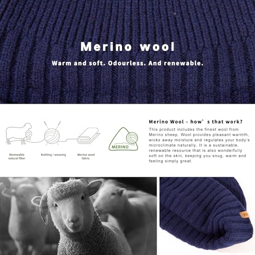 Image of TOP-EX PolarWool 100% Merino Wool Short Fisherman Beanie Men Women