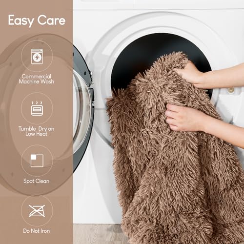 Image of Cottonblue Weighted Blanket 15 lbs for Adults Twin Size, Luxury Sherpa Faux Fur Reversible Plush Weighted Blankets Throw 48x72 in, Snugly Long Fur Warm Heavy Blanket for Couch Sofa Bed, Brown /Khaki