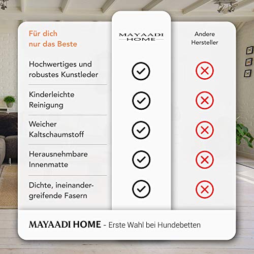 Mayaadi-Home XL Premium Hundebett - 100 x 90 x 38 cm | Hochwertiger Autositz für Deinen Hund | Autohundebett mit Schutzdecke, Kofferraum Bett aus Kunstleder | Travel Schwarz