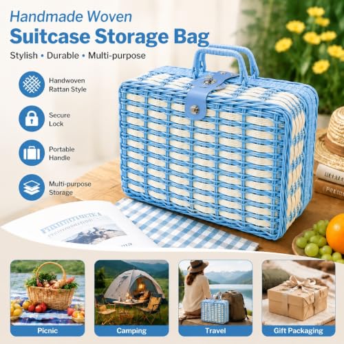 Image of ABS Hard Shell Cosmetic Travel Hand Luggage Portable Carrying Makeup Case Suitcase Organizer Box Vanity Mini Suitcase Small Accessory Bag, 30 cm, No Wheels (Wowen Blue)