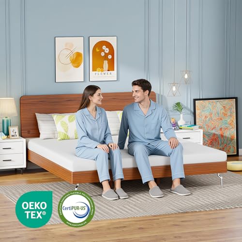 Image of FDW 5 Inch California King Mattress, Medium Firm Base Foam, Breathable & Comfortable with Removable Washable Zipper Cover, Bed in a Box, CertiPUR-US Certified, White