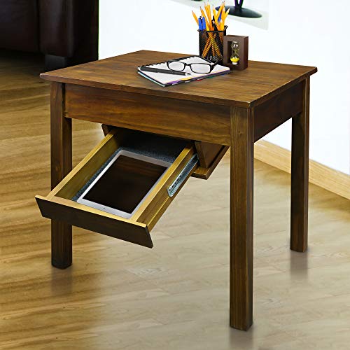 Casual-Home-Kennedy-End-Table-Drawer-Concealment-Furniture-Warm-Brown