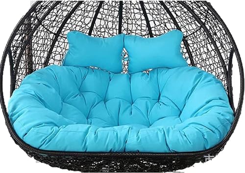 Silla colgante de mimbre con forma de huevo para 2 personas, sofá biplaza para patio al aire libre con cojín, ideal para relajarse en el patio trasero y el balcón