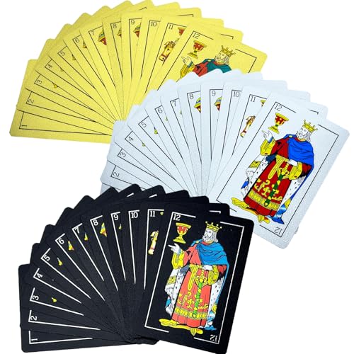 Spanish Playing Cards - Original Deck for Briscas, Puerto Rico, and Mexican Card Games (Gold-Silver-Black) -  CDBXRA, Spanish Playing Cards 0906