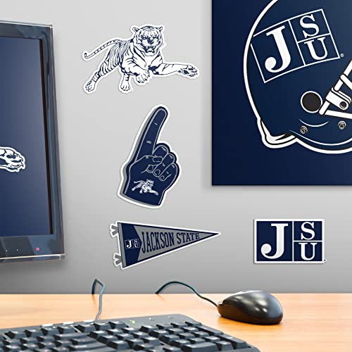 Image of Jackson State University 7ct Vinyl Large Deluxe Stickers Variety Pack - Laptop, Water Bottle, Scrapbooking, Tablet, Skateboard, Indoor /Outdoor - Set of 7