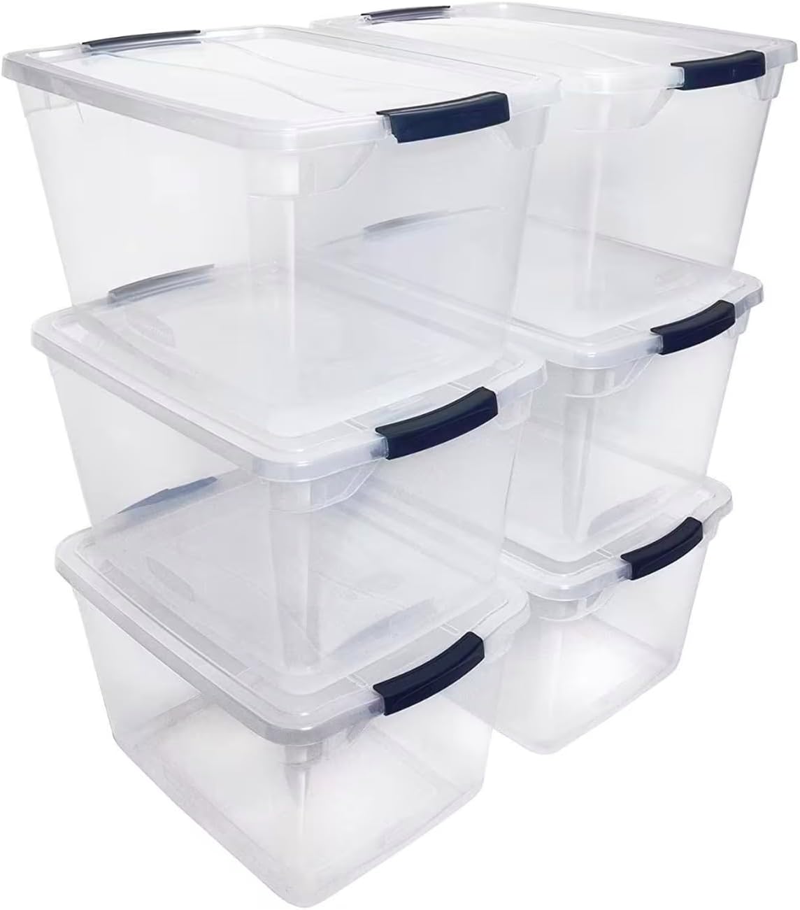 30-Quart Clear Plastic Storage Tote Container with Lid (6-Pack) HN58628