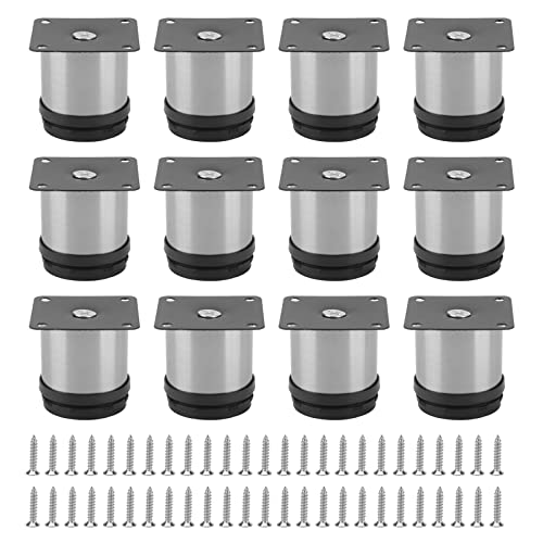 JOIKIT 12 PCS Adjustable Furniture Legs, 50 x 60mm Stainless Steel Sofa Feet with Mounting Screw