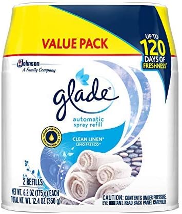 Miniatura 2 de Glade Recambio automático de spray de lino limpio, cabe en el soporte para hasta 60 días de frescura, 6.2 onzas, paquete de 2, total de 4