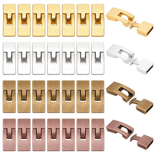 32 Sets Leder-Endverschlüsse In 4 Farben – Für Armbänder & Halsketten, Loch 10mm, Schmuckherstellung