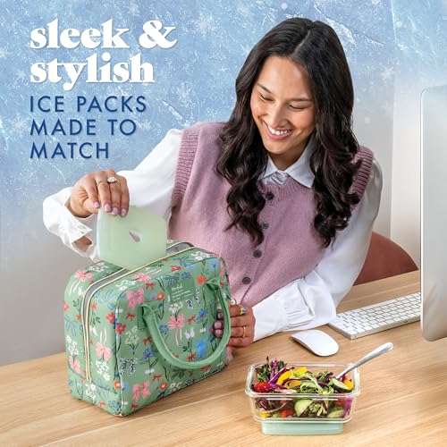 Image of Cool Coolers by Fit & Fresh Slim Ice Packs, Quick Freeze Reusable Ice Packs for Lunch Boxes & Coolers, Long-Lasting, Space Saving Lunch Ice Packs, Sage, 4Pk