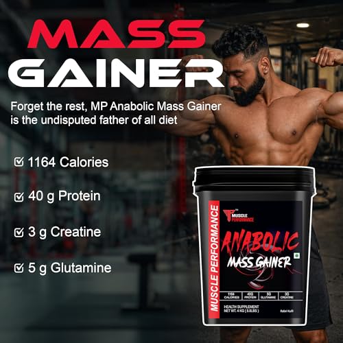 Image of Anabolic Mass Gainer, 4kg, Rabri Kulfi | High Protein Carbs, With Creatine, BCAA & Glutamine, Digestive Enzymes, For Muscle Gain & Fast Growth