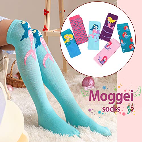 Image of MOGGEI 6 Pairs Kids Girls Knee High Socks Gift Long Crazy Silly Tall Funny Boot Cute Animal Child Fun Socks