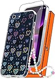 Gurgitat Holographic Heart Case for iPhone 7/8/SE 2020-4.7' Cute Clear Colorful Pattern Cases Laser...