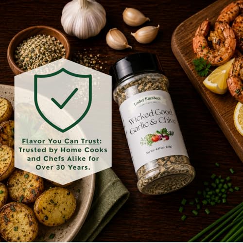 Image of Lesley Elizabeth Wicked Good Garlic & Chive Seasoning Blend - Bold Garlic, Onion & Chives with Chili & Curry All-Purpose Spice