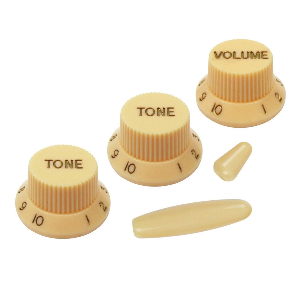 Set De Pickguard De Guitare ST Style SSS Fleor, Plaque Arrière, 52 Mm (3 Pièces), Couvertures De Micro/bouton De Commande 2T1V 3 épaisseurs - Crème