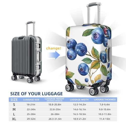 Blueberry And Leaves Print Suitcase Covers Protectors, Luggage Covers For 18~32" Suitcase, Accessories Washable Elastic Luggage Protective Cover4