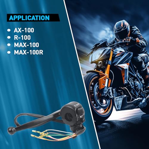 Image of Uno Minda SW-0655A Handle Bar Switch Lever Assembly (Left Hand Side) with Kick Start- 5 Bullet Terminal For TVS AX-100 / R-100 / MAX-100 / MAX-100R