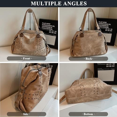 Bolso tote tachonado de cuero sintético para mujer miniatura 6