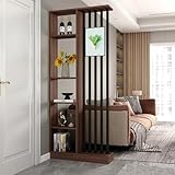 Floor to Ceiling Room Divider with Shelves – Freestanding Partition Screen, Industrial Style Room Divider Furniture for Bedroom, Office (Walnut, 31.5