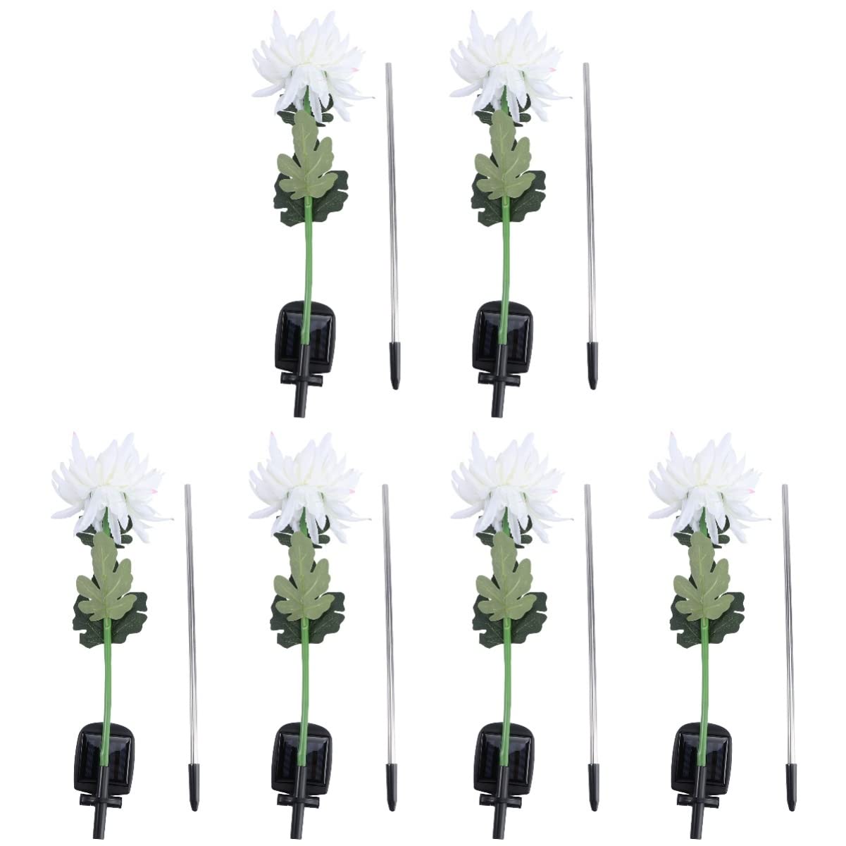 6 sztuk światła światło solarne paliki kwiaty lampa LED chodnik do stalowego podwórka chryzantema ogród zasilany ze stali nierdzewnej figurka krajobrazu kwiat patio/2269 | Whitex3 szt., 80 x 12 x 12 cm x 3 szt