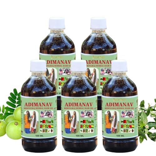 Growkesh Adivasi Bhringraj Herbal Hair Oil - For Stronger, Longer And Thicker Hair Hair Oil (100ml) Pack 5