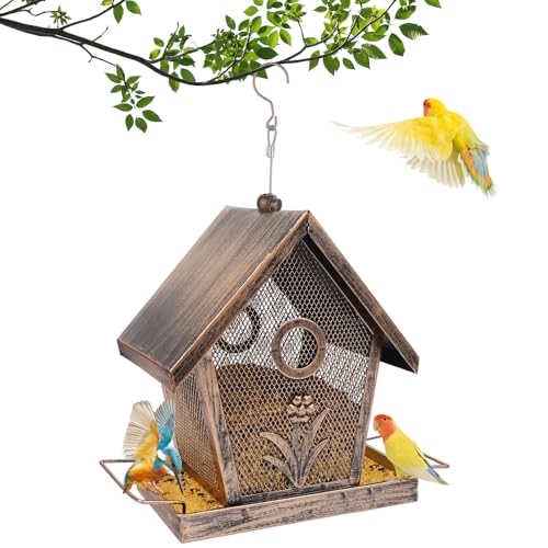 Vogelfutterstation, Metall-Vogelfutterspender zum Aufhängen im Freien, kleine Wildvogelfutterstation für draußen, Garten, Hof, Hinterhof, 1,1 kg Kapazität