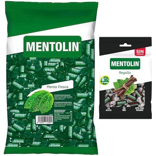 Mentolín caramelos duros menta fresca bolsa 1kg y de regalo regaliz s/a bolsa 100g