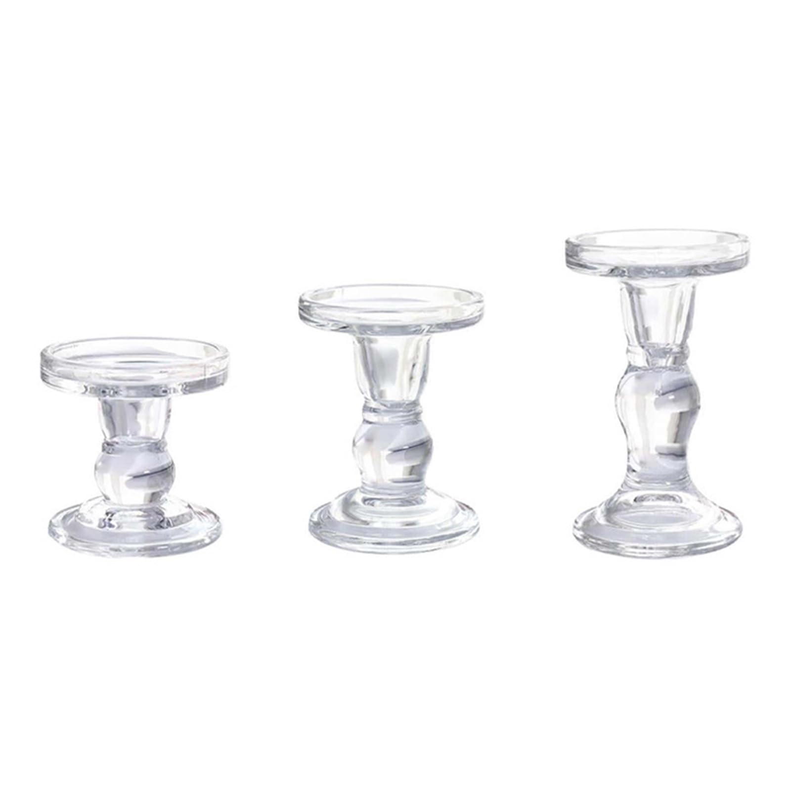 carotoe Clear Roman Styles Pillar Holders, Set of 3 Stand for Weddings and Home Ambiances Centerpieces Candlesticks