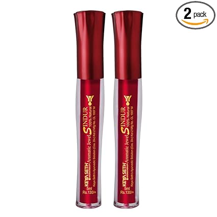 KEYA SETH AROMATHERAPY, DEVICE OF DROP Aromatic 100% Natural Liquid Sindoor Maroon with Sponge-Tip- Applicator- Long lasting Chemical free & Waterproof with Floral Pigment-5ml (Pack of 2)