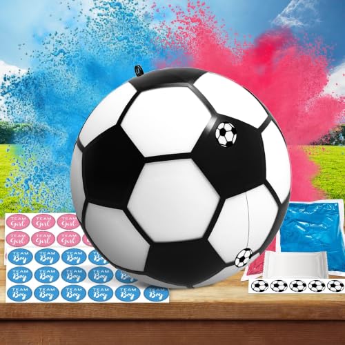 POPUPARTY 6 Inch Gender Reveal Soccer Ball with Pink and Blue Powder for Boy or Girl Gender Reveal Ideas