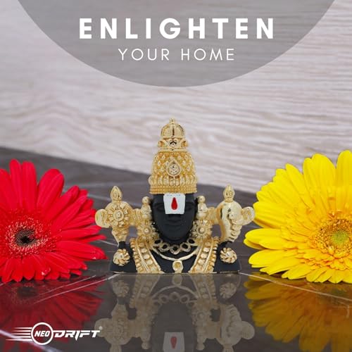 Image of Neodrift Lord Venkateswara Idol for Car Dashboard (Real 24kt & 999 Silver Plated, Dual-Tone Gold & Silver) (Model ND15) - Enhance Your Drive