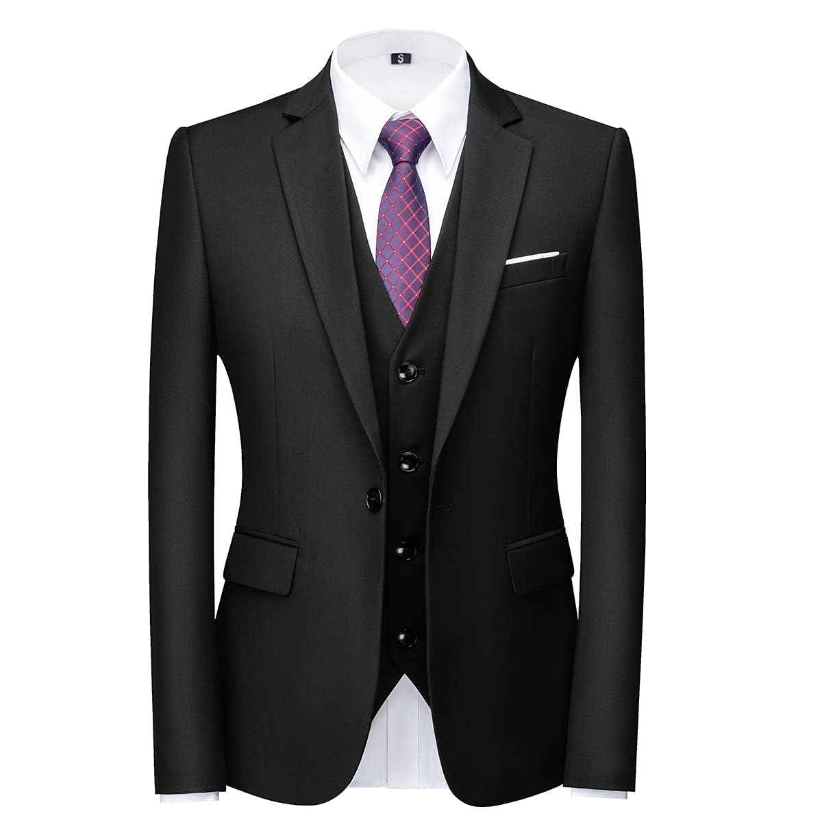 KUDORO Costume Homme 3 pièces Slim Fit Smoking à Un Bouton Men Suits 3 Piece pour Mariage Business Fête Confort Elégant Blazer Veste et Pantalon Gilet