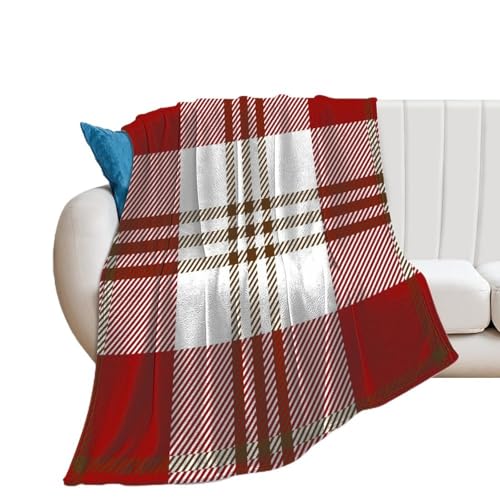 FNUPI Red Brown Tartan Plaid Blanket 40"*50"(100 * 130cm) Lightweight Thermal Flannel Cozy Throw Blankets Bed Throws Home Decor for Couch Sofa Chair Living Room Travel