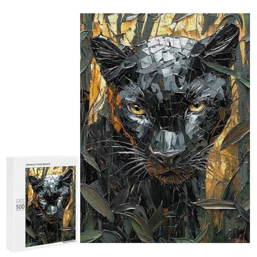 Puzzle adultes 500 pcs panthère noire style mosaïque dorée