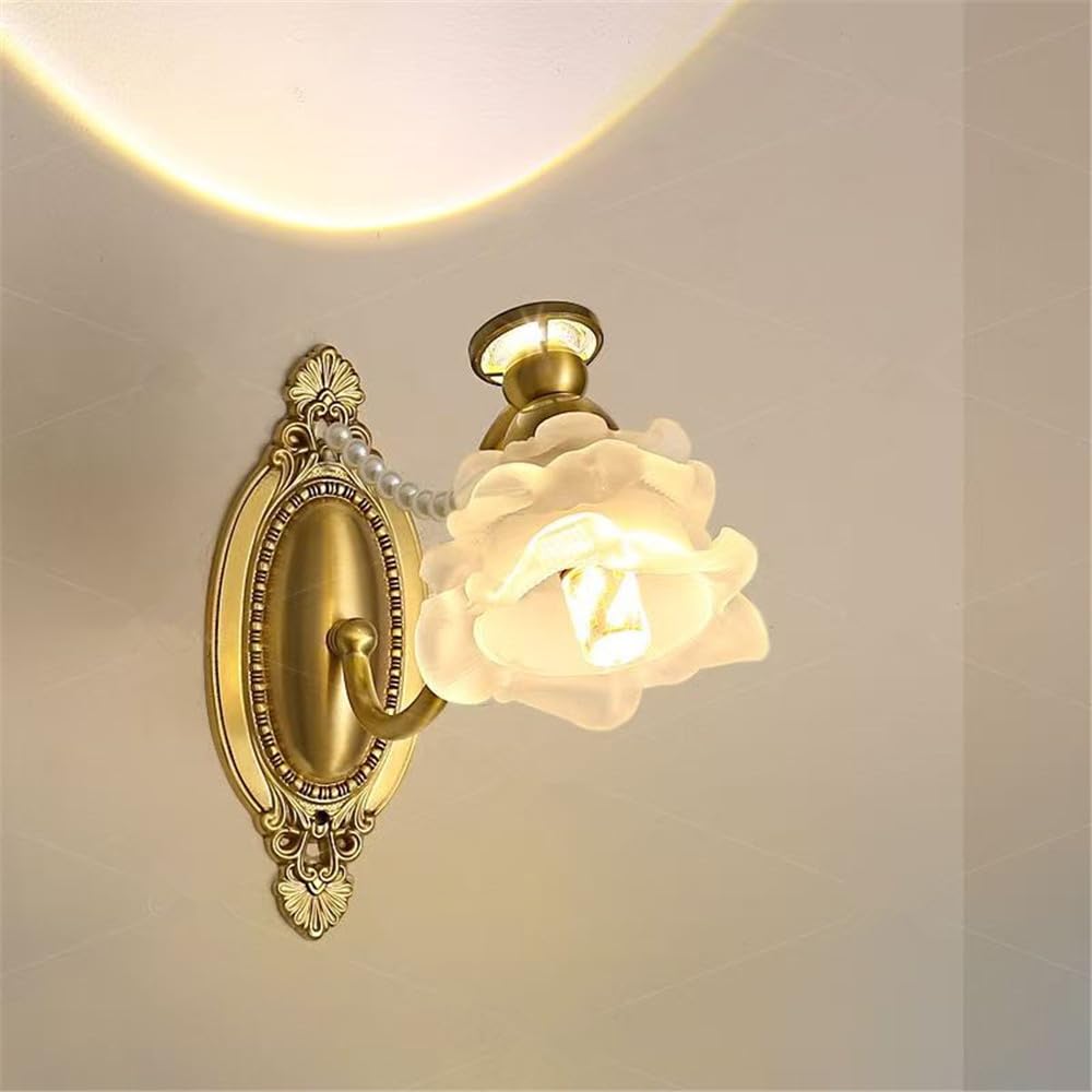 SXECAEPS Brass Wall Lamp LED - American Retro Style for Living Room, Bedroom, Aisle and Corridor Lighting